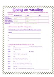 English Worksheet: GOING ON VACATION