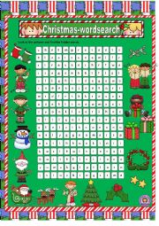 English Worksheet: CHRISTMAS WORDSEARCH