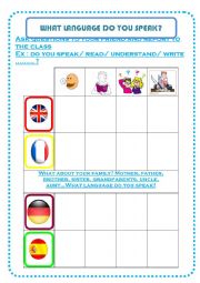 English Worksheet: what language do you speak ?