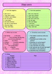 English Worksheet: Was-were