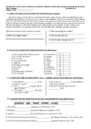 English Worksheet: 8th Grade English Exam