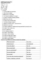 Goldilocks and the three bears worksheets