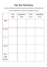 English Worksheet: Eat the Rainbow