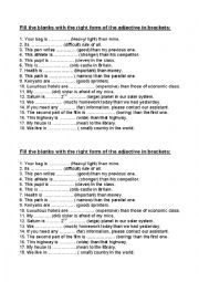 English Worksheet: Degree of comparison