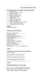 English Worksheet: earth song by michael jackson