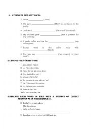 English Worksheet: OBJECT PRONOUNS