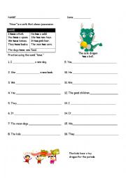 English Worksheet: Has/Have, Contractions with Has/Have
