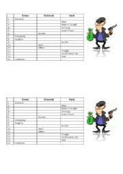 English Worksheet: Crime, criminal and activity + KEY 