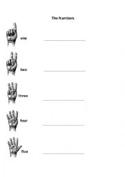 English Worksheet: The Numbers 1-5
