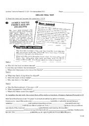 English Worksheet: Test Snapshot pre-intermediate