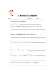 English Worksheet: Character development