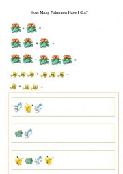 English Worksheet: How Many Pokemon Have I got?