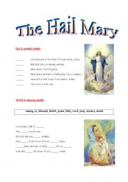 English Worksheet: Hail Mary 