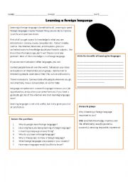 English Worksheet: Learning foreign languages