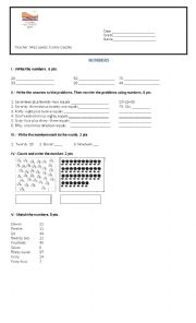 numbers worksheet