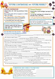 English Worksheet: FUTURE CONTINUOUS and FUTURE PERFECT TENSES with KEY