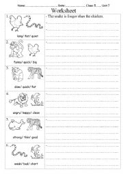 English Worksheet: comparison of short adjectives