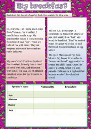 English Worksheet: my breakfast 