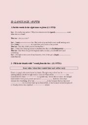 English Worksheet: 9th Form 1st End Term Test (Part 2)