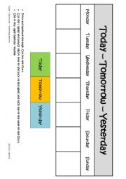 English Worksheet: Today - Tomorrow - Yesterday Calendar Activity