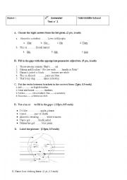 English Worksheet: test for elementary students