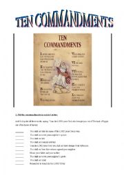English Worksheet: TEN COMMANDMENTS