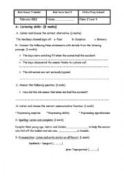 Test for first year pupils