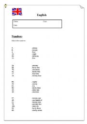 English Worksheet: Numbers