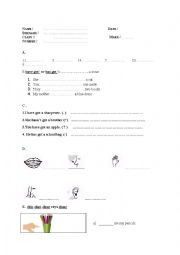 English Worksheet: 4th grade second exam