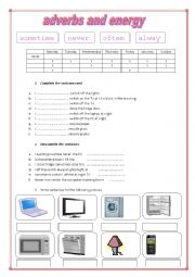 English Worksheet: adverbs and energy