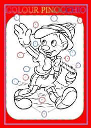 English Worksheet: COLOUR PINOCCHIO