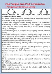 English Worksheet: Practice of grammar tenses ( Past simple-past continuous)