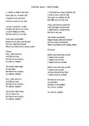 English Worksheet: Carly Rae Jespen  Call Me Maybe