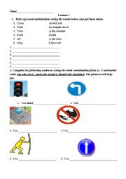 English Worksheet: Traffic sign Writing tasks