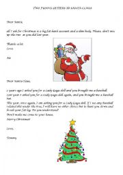 English Worksheet: two funny letters to Santa Claus