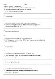 English Worksheet: Passive voice practice worksheet
