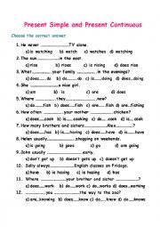 Present Simple-Present Continuous test