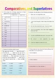 English Worksheet: coparative and superlative