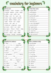 English Worksheet: vocabulary exercises