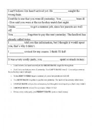 English Worksheet: Modals in the Past