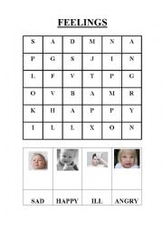 English Worksheet: feelings wordsearch