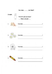 English Worksheet: how many ....... are there?