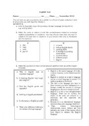 English Worksheet: English Test 10th grade