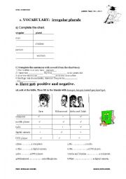 English Worksheet: have got has got/ irregular plurals