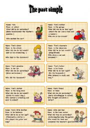 English Worksheet: speaking cards (past simple)