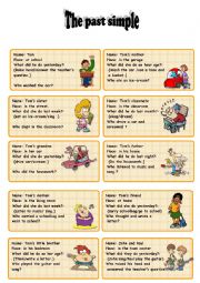 English Worksheet: speaking cards (past simple)