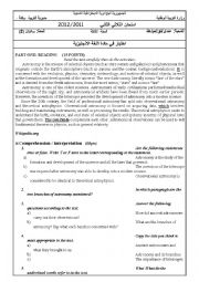 English Worksheet: astronomy