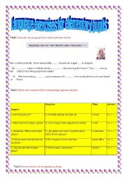English Worksheet: language exercises for elementary pupils