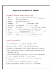 English Worksheet: Adjective Ending -ed or -ing