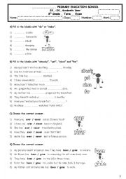 English Worksheet: present perfect tense